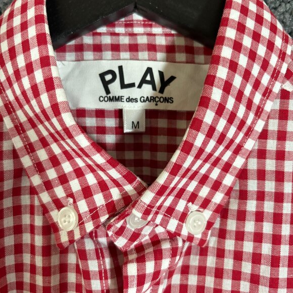Comme des Garcons Play Japan Made Check Button Down Shirt - Men's Size M - Red - Picture 3 of 11